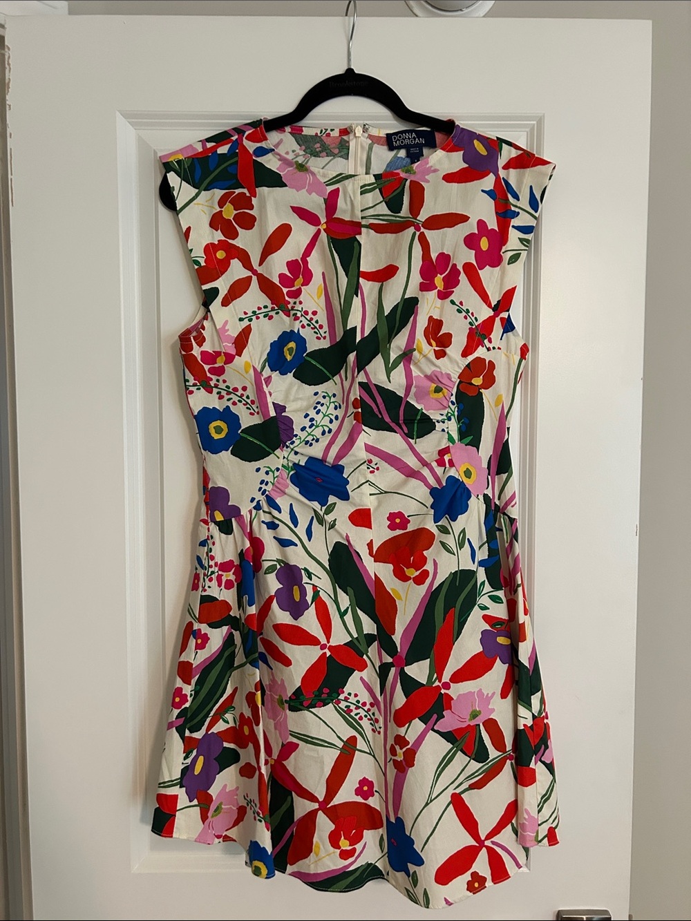 Donna Morgan White Mini Dress with Bold Floral Print